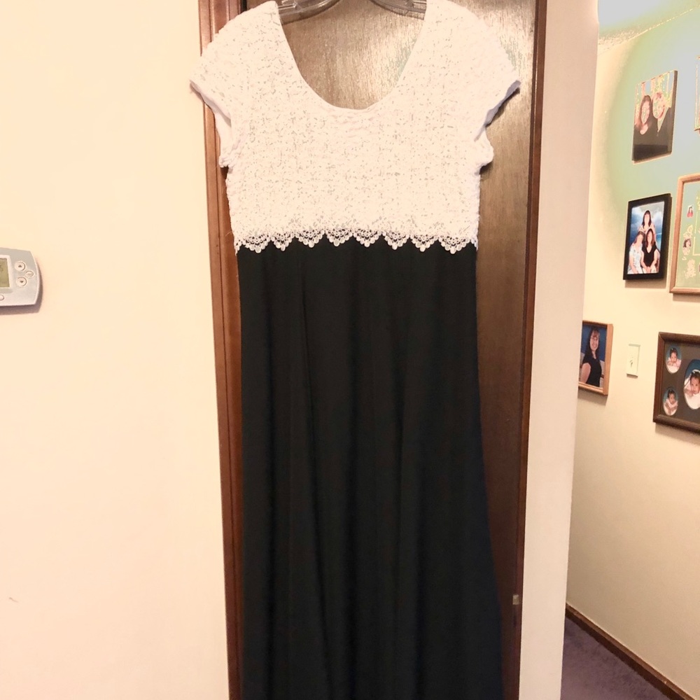 Floor Length Black & White Dress